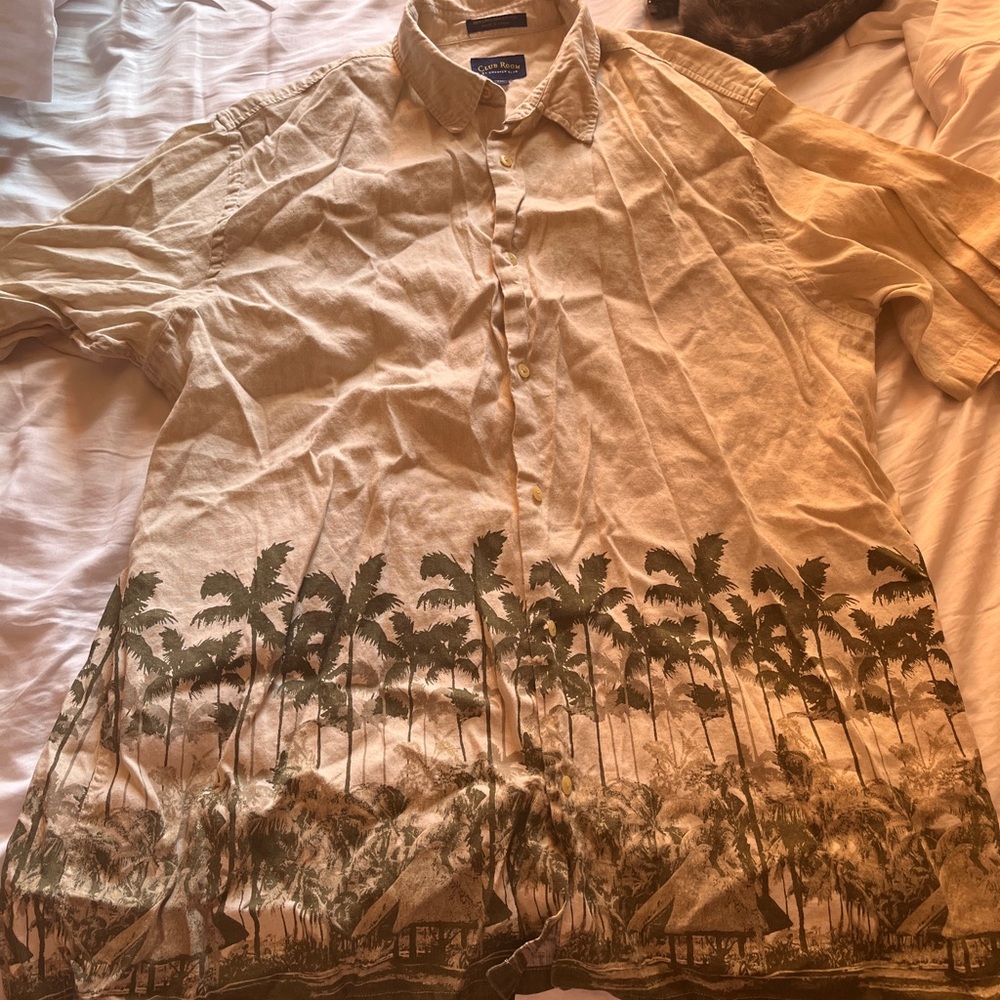 Club Room Tan Palm Tree Men's Shirt